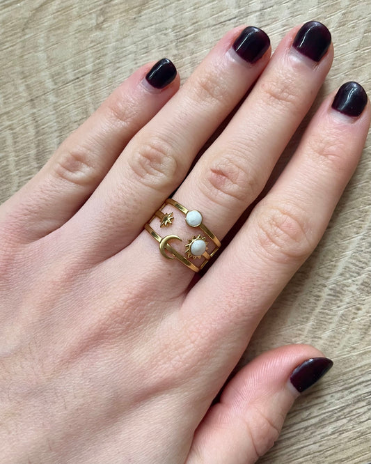 Golden White Celestial Ring