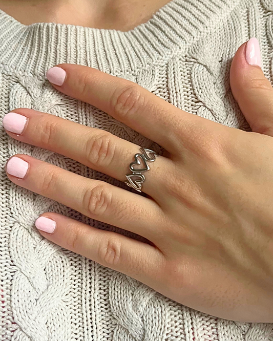 Silver Hearts Ring