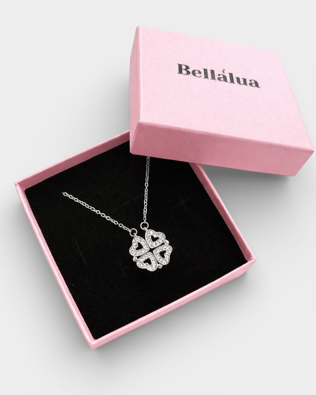 Silver Clover hearts necklace