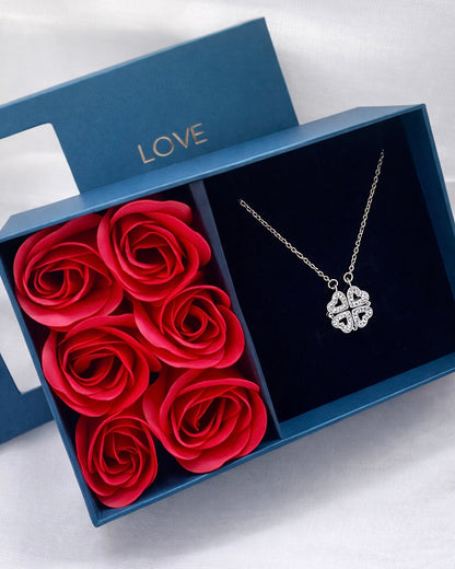 Silver Clover hearts necklace