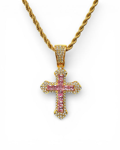 Rose Cross Pendant Necklace