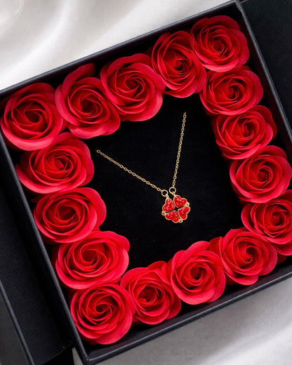 Red Clover hearts necklace