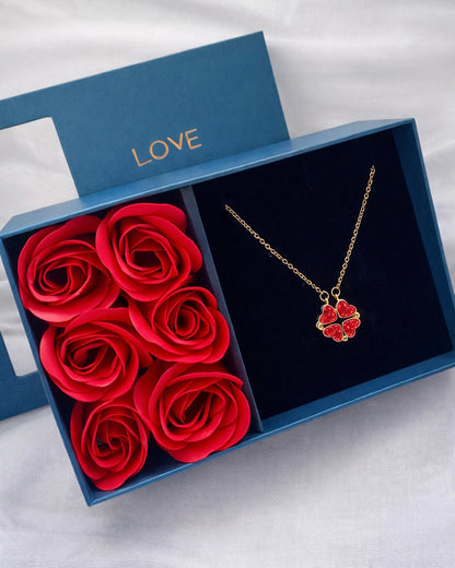Red Clover hearts necklace