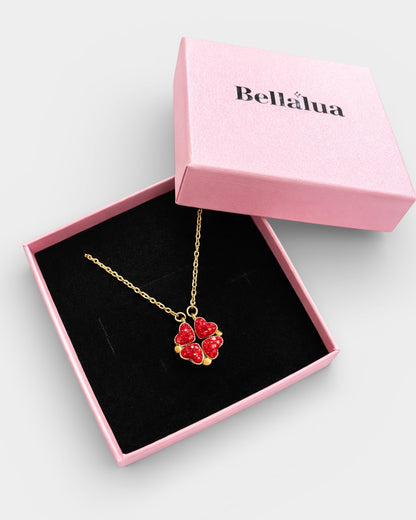 Red Clover hearts necklace