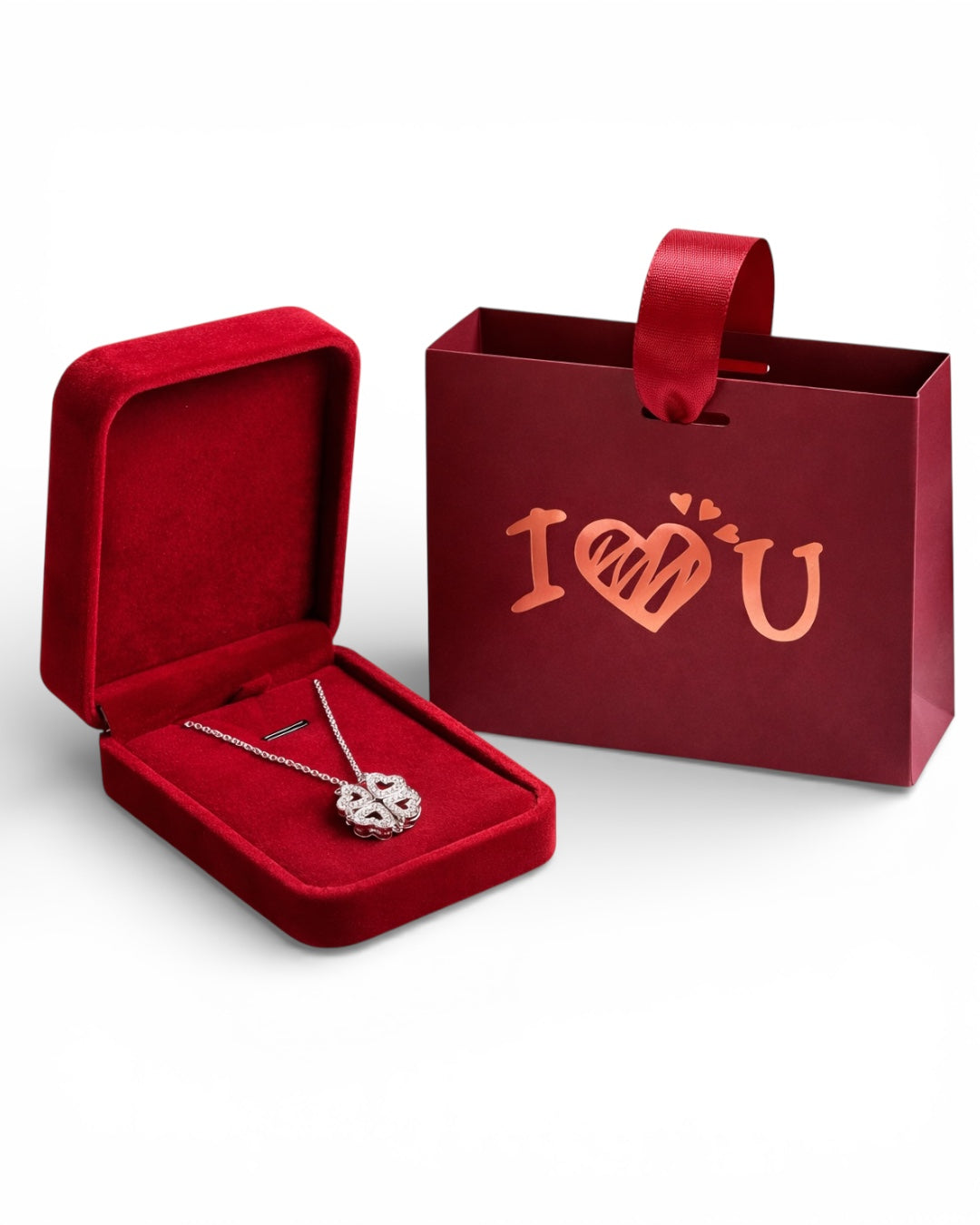 Silver Clover hearts necklace