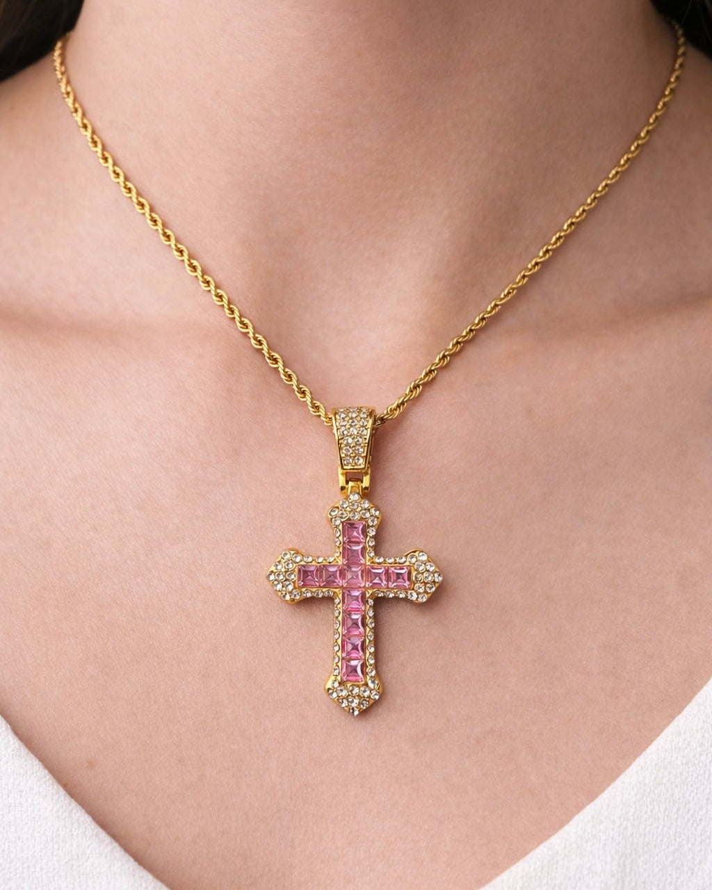 Rose Cross Pendant Necklace – Bellalua