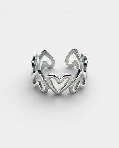 Silver Hearts Ring