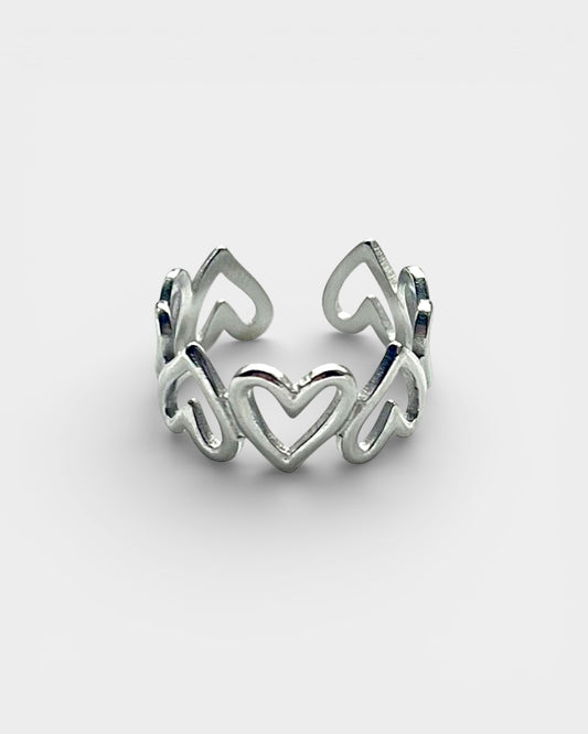 Silver Hearts Ring