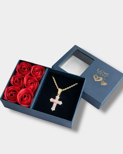 Rose Cross Pendant Necklace