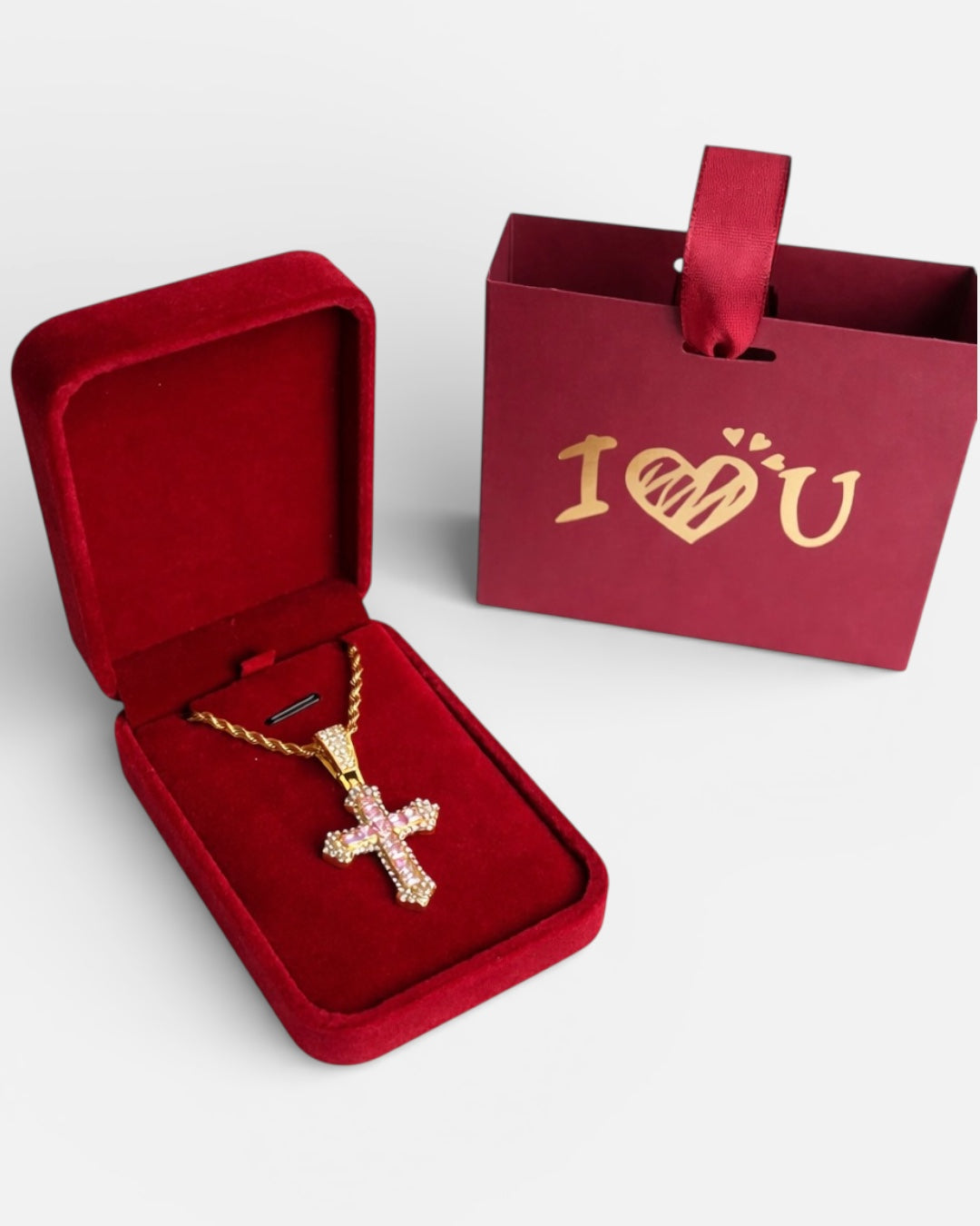 Rose Cross Pendant Necklace