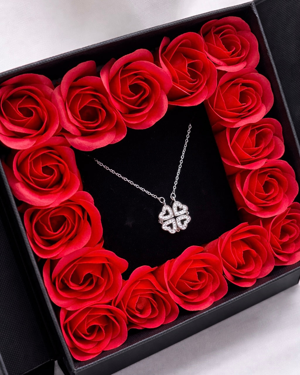 Silver Clover hearts necklace