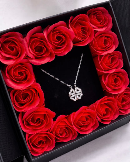 Silver Clover hearts necklace