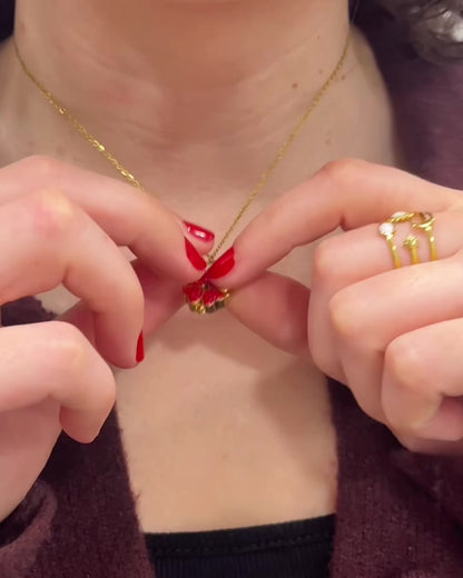 Red Clover hearts necklace