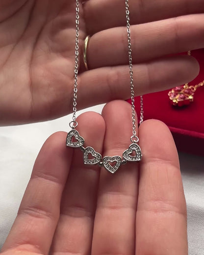Silver Clover hearts necklace